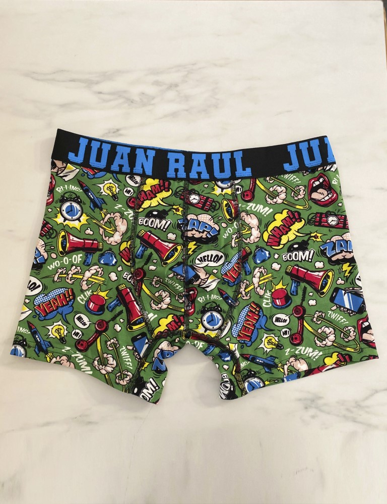 Ανδρικό βαμβακερό πράσινo μποξεράκι με σχέδια JR25418 - - - 